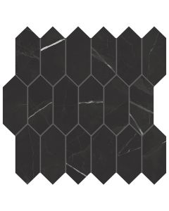 marble porcelain tile black picket mosaic