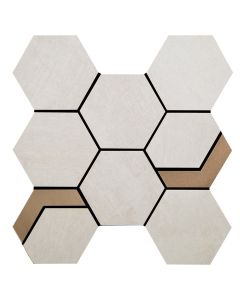 NATIVE METAL HEX MOSAIC NOBLE PLATINUM WITH GOLD UNPOLISHED