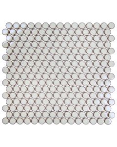 Glazed Penny Round Dove Mosaic Sheet Porcelain Tile