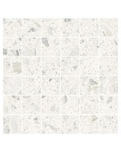 Rialto White Matte 2x2 Mosaic Terrazzo Look Porcelain Tile