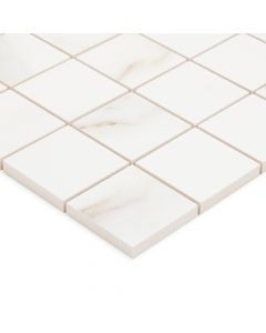 Versailles 2x2 Sq Mosaic White Matte Marble Look Porcelain Tile