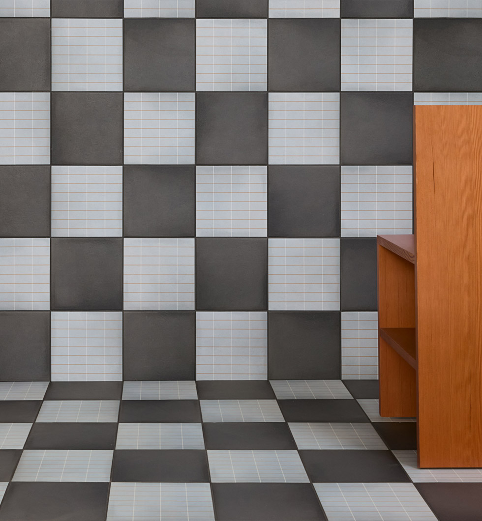 terrazzo in white, grey and black warm neutrals