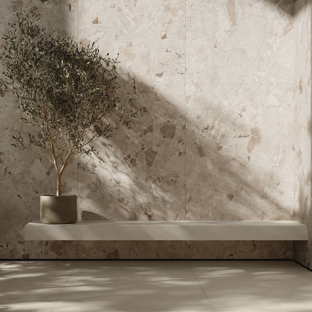 concrete look porcelain tile colorful