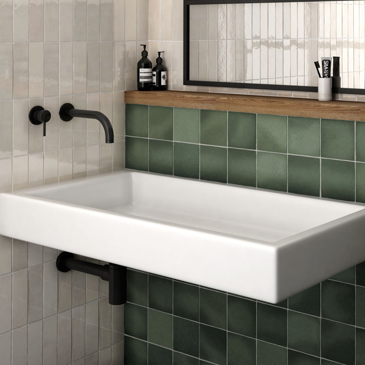 ceramic square and subway matte wall tiles