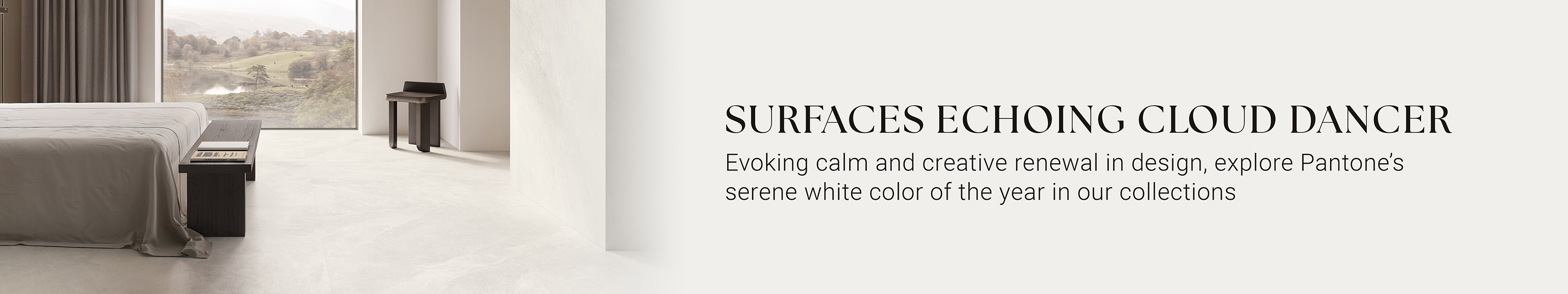 banner for pantone 2026 color of the year cloud dancer serene white