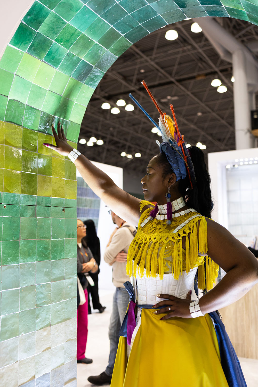 patterned green and orange tile