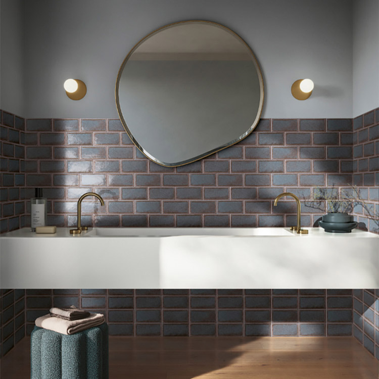 metallic look porcelain tile