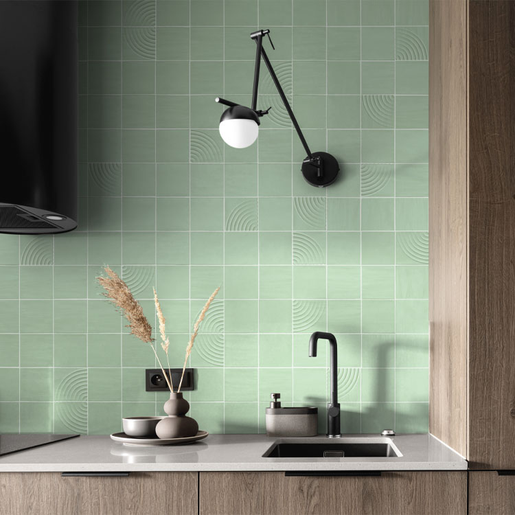 subtle handmade square and subway muted yellow brown tile