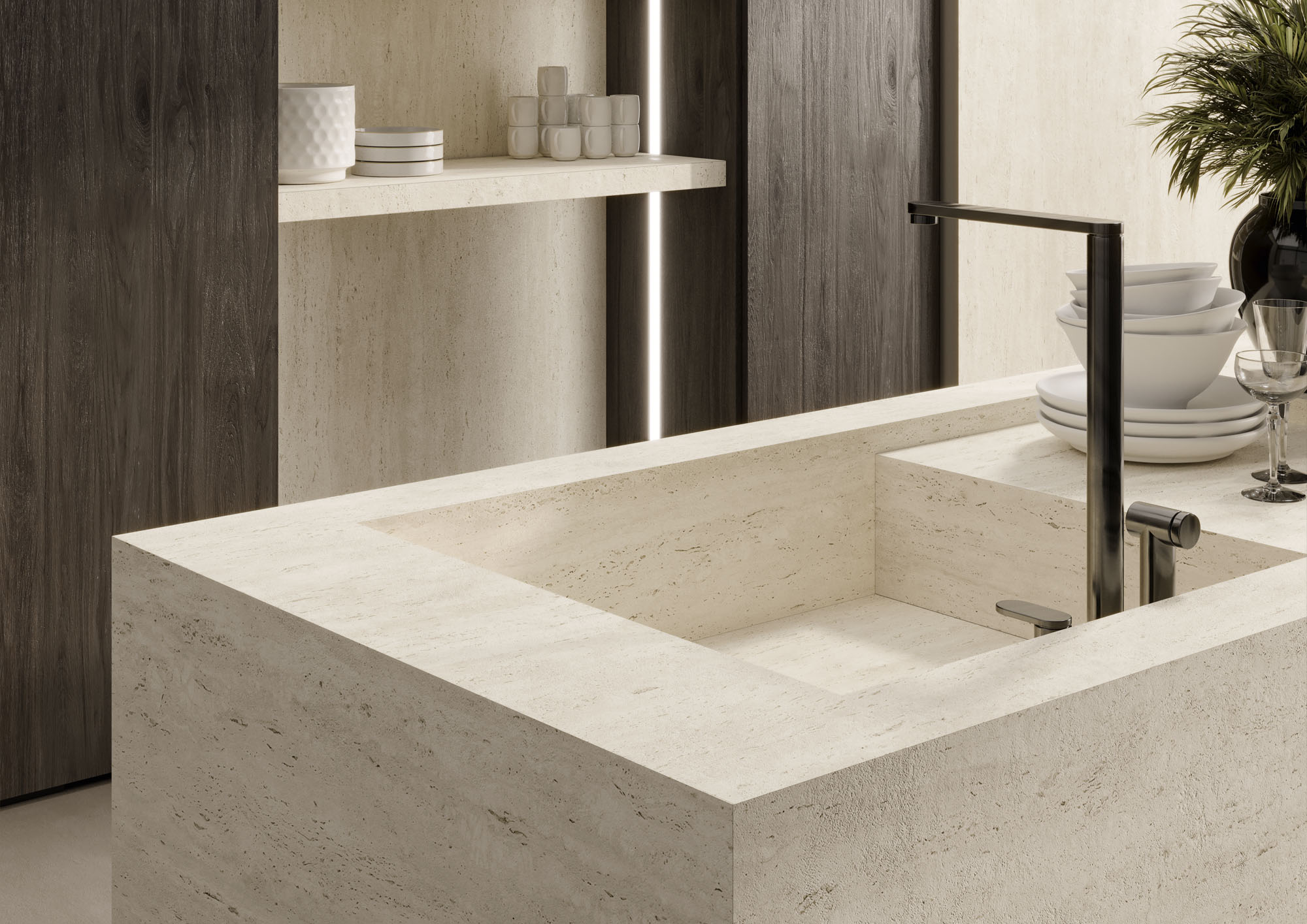 Travertine White Room Scene