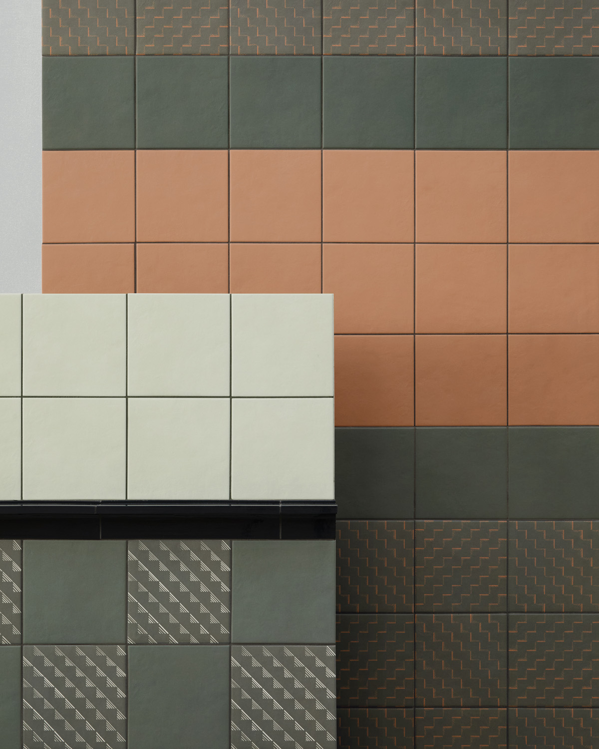 patterned green and orange tile