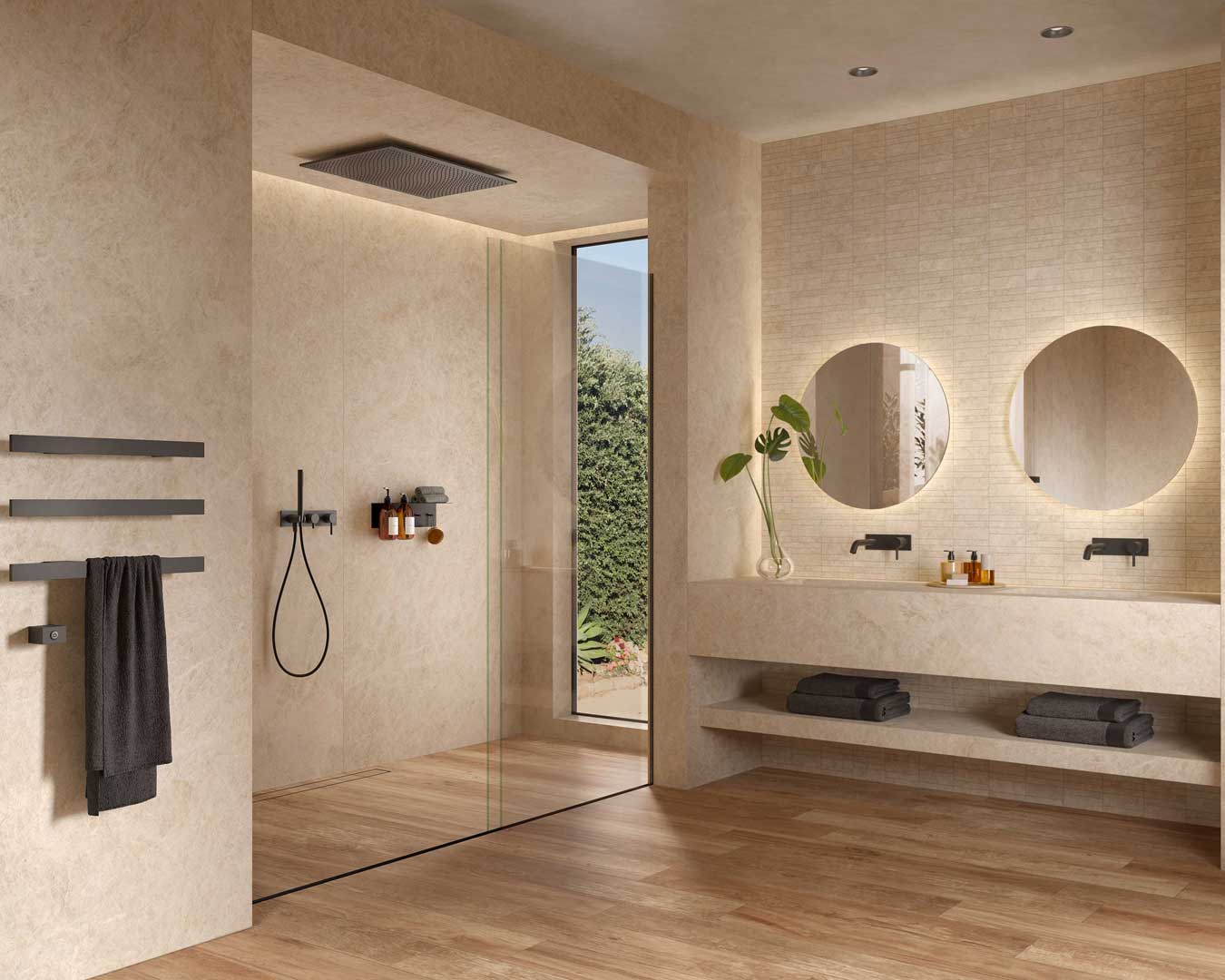 Modern bathroom, checkered board tile, porcelain tile, checker tiles, 