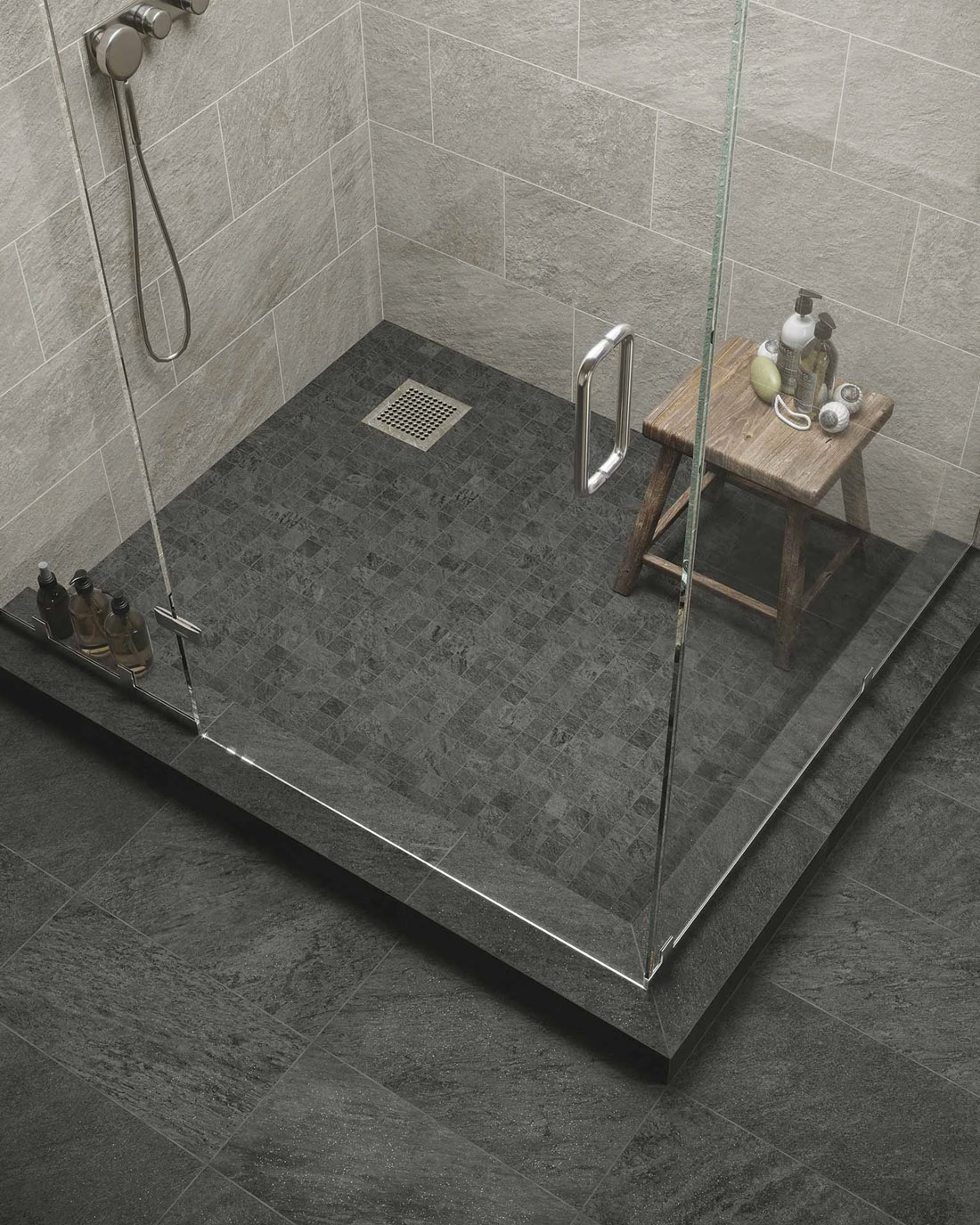 stone bathroom modern moody
