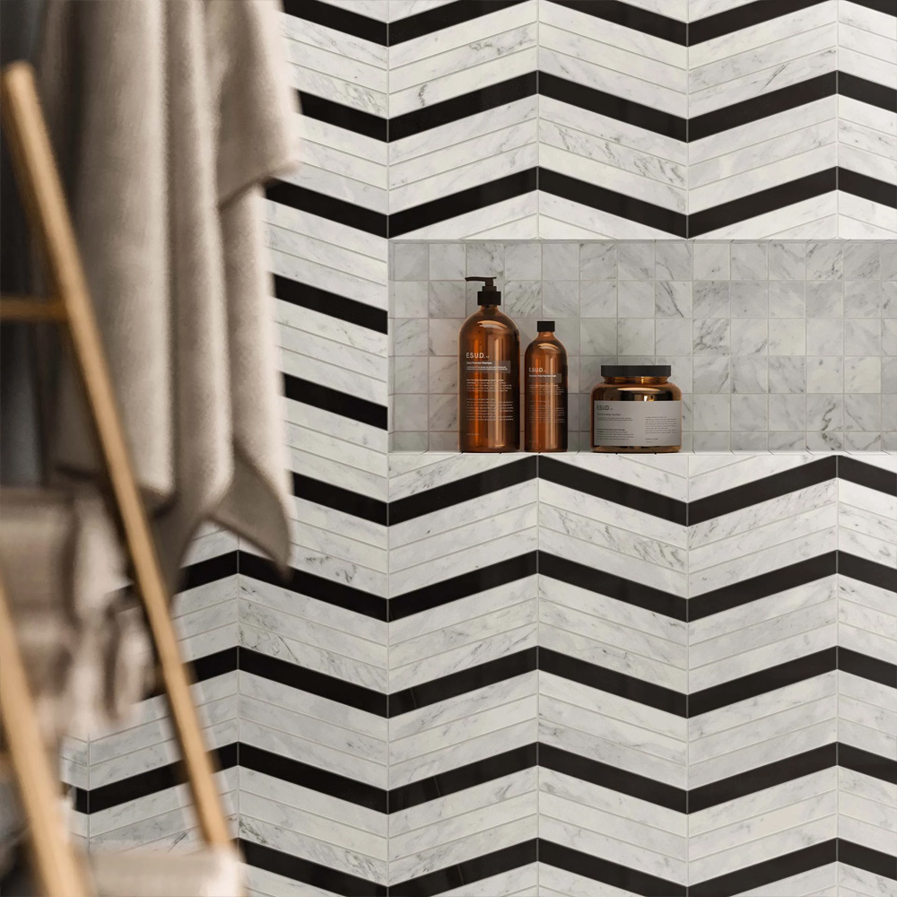 marble herringbone porcelain tile made in usa